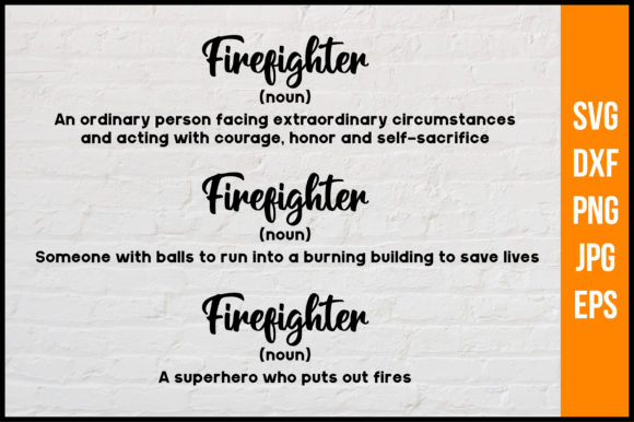 Funny Firefighter Definitions Graphics for Crafts