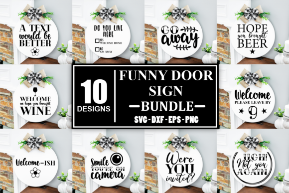 Funny Wood Door Sign Bundle Graphics for Crafts