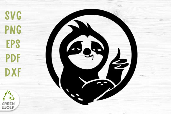 Lazy Sloth Graphic for Crafts and Web Design