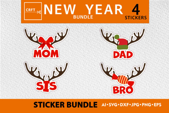 SVG Bundle New Years Family Graphics for Crafts